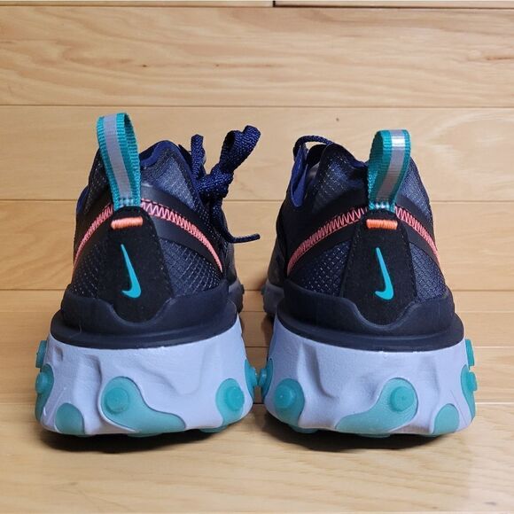 Nike React Element 87 Black Midnight Navy Blue Size 10 Running Shoe AQ1090-005 - Picture 10 of 12